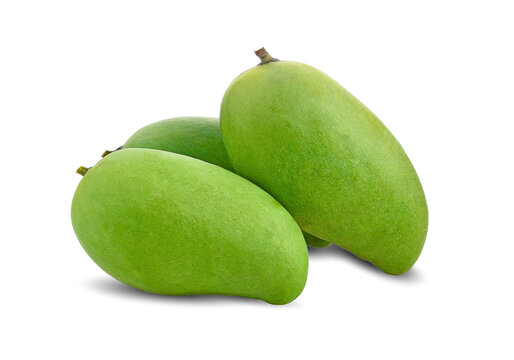 green mango isolated on white background.