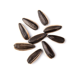 Obraz premium sunflower seeds isolated on white background. top view