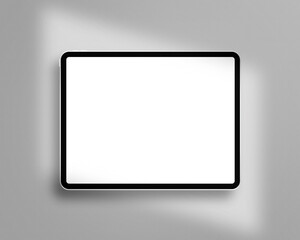 Modern tablet with blank white screen. Mockup template with shadow overlay. Photo mockup with clipping path.