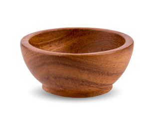 wooden bowl isolated on white background