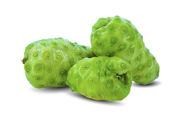 Noni with leaf isolated on white background
