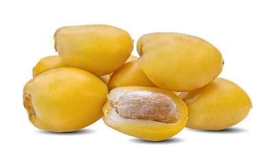 date palm fresh fruit on whitebackground