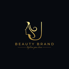 Fototapeta premium Letter U Beauty Face, Hair Salon Logo Design