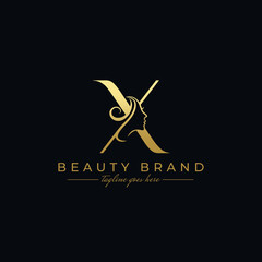 Letter X Beauty Face, Hair Salon Logo Design