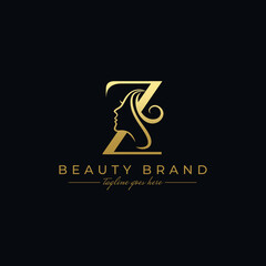 Letter Z Beauty Face, Hair Salon Logo Design - obrazy, fototapety, plakaty