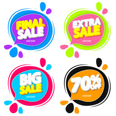 Set Sale speech bubble banners design template, discount tags, vector illustration