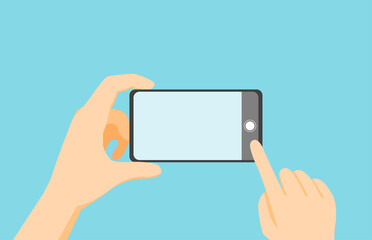 Mobile phone with a blank screen in hand