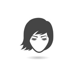 Girl face icon with shadow