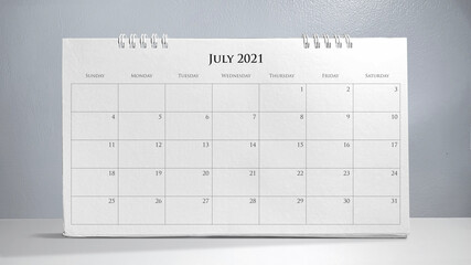 Calendar 2021 isolated on white background
