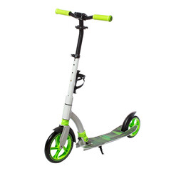 folding aluminum scooter in white color isolated on a white background