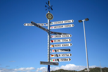 Richtungs schild KM weltweit