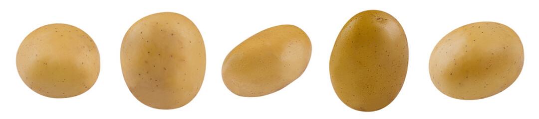 Raw fresh peeled potatoes isolated on a white background.