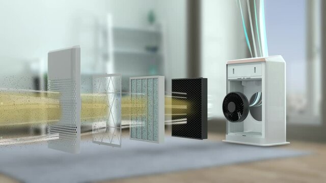 Air cleaner and its parts which are case, prefilter, dust collection filter, deodorizing filter, fan, motor, and main body, making indoor air fresh steadily by cleaning the air pollutant in a room.