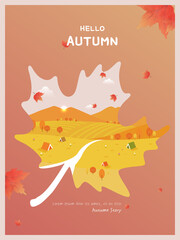 Autumn frame : Autumn nature in maple leaf frame
