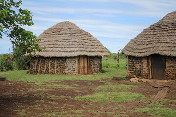 Fototapeta na wymiar Zulu Dorf in Swaziland in Afrika