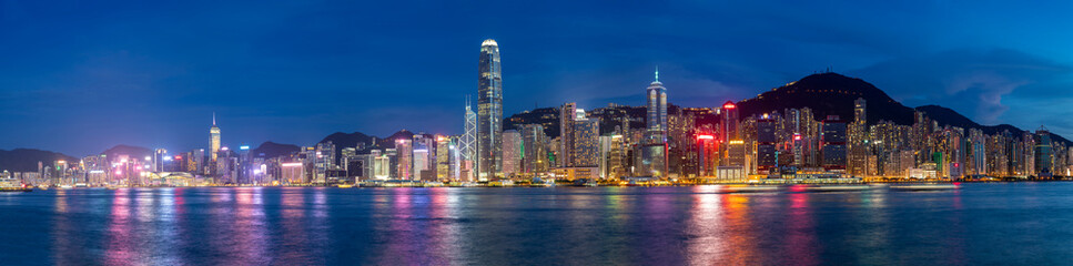Fototapeta na wymiar Victoria Harbour View from West Kowloon at Night, Hong Kong.