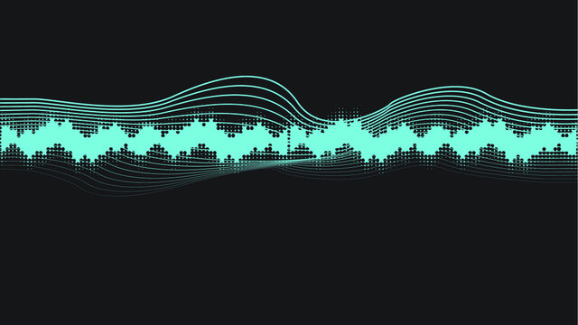 Halftone dots vector equalizer . Sound waves . Abstract music background .