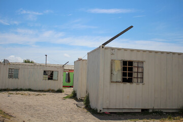 Baracke im Township in Kapstadt, Container, Blechhütte