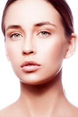 Obraz premium Beauty face, young model woman, perfect skin, green eyes