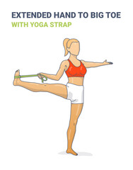 Utthita Hasta Padanguthasana Side Variation with Yoga Strap Colorful Concept