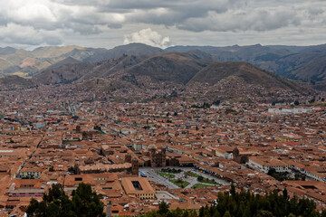 Fototapeta premium Panorama Cuzco z Sacsayhuaman