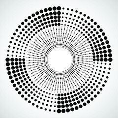 Halftone dots in circle form. round logo . vector dotted frame . design element