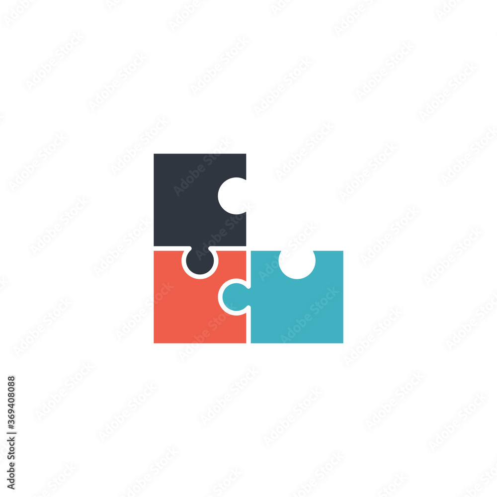 Poster puzzle shape connection together compound and coupling in process, vector puzzles game sign, puzzle 