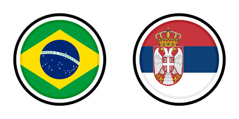 round icon with brazil vs serbia flags 