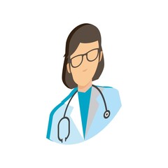 Fototapeta premium Female Doctor Avatar Isometric Flat Icon Illustration Isolated White