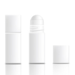 White roller stick antiperspirant bottle realistic vector illustration isolated.