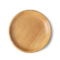 wooden plate isolated on a white background top view. with clipping path.