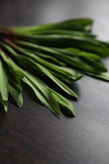 ramson or wood garlic on a black table
