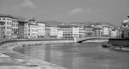 Pisa city downtown skyline cityscape in Italy