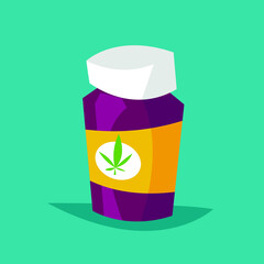 Medical jar with pills that contain marijuana.