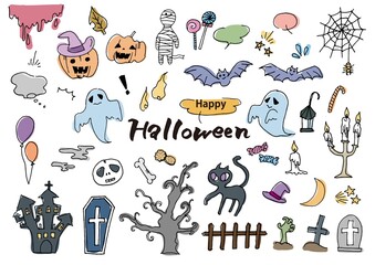 手描きのハロウィン素材セット