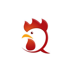 Red Chicken's Head, Yellow beak, and Talk Balloon Logo