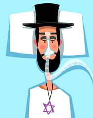 Artisan Jew in an oxygen mask for ventilation of the lungs. The concept of treatment of coronavirus.