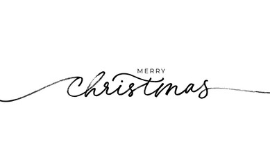 Merry Christmas vector brush lettering. Hand drawn modern brush calligraphy isolated on white background. Christmas vector ink illustration. Creative typography for Holiday greeting cards, banner