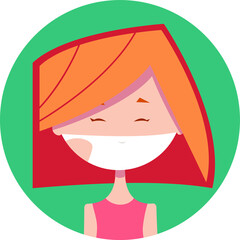Red-haired girl in a medical mask. Coronavirus protection concept.COVID-19.Vector illustration of women in flat style.