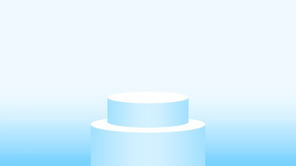 3d pedestal cylinder circle soft blue for cosmetics showcase, podium circle stage blue pastel soft color, platform 1 step for advertising copy space, one podium round for product display