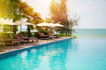 View from the swimming pool of the hotel.