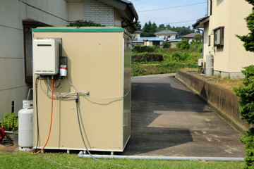 住宅脇に設置した仮設お風呂