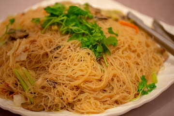 Traditional Taiwanese food, full of fragrant fried rice noodles