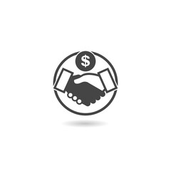 Dollar sign handshake icon with shadow