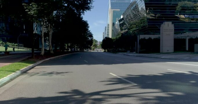 Flying Through Faria Lima Avenue At Sao Paulo Brazil, During The Covid 19 Quarantine