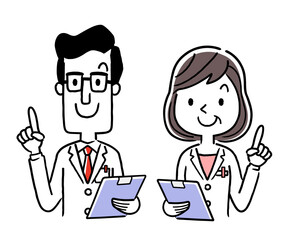 Vector material: smiling male and female doctors