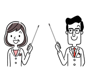 Vector material: male doctor and female doctor explaining