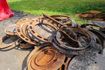old rusty hatches for underground communications