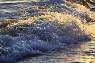 Texture of the waves at sunset