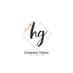 H G HG Initial handwriting and signature logo design with circle. Beautiful design handwritten logo for fashion, team, wedding, luxury logo.